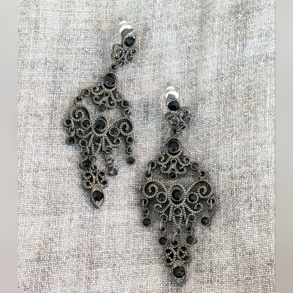 Genuine Austrian Crystal Chandelier Earrings Black